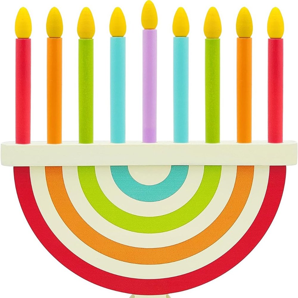 Children's‎ Wooden Chanukah Menorah with Removable Candles (Single)